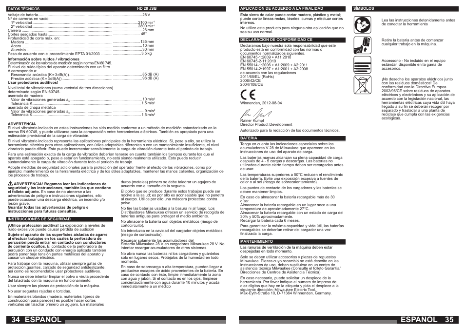 Español | Milwaukee HD28 JSB User Manual | Page 18 / 43