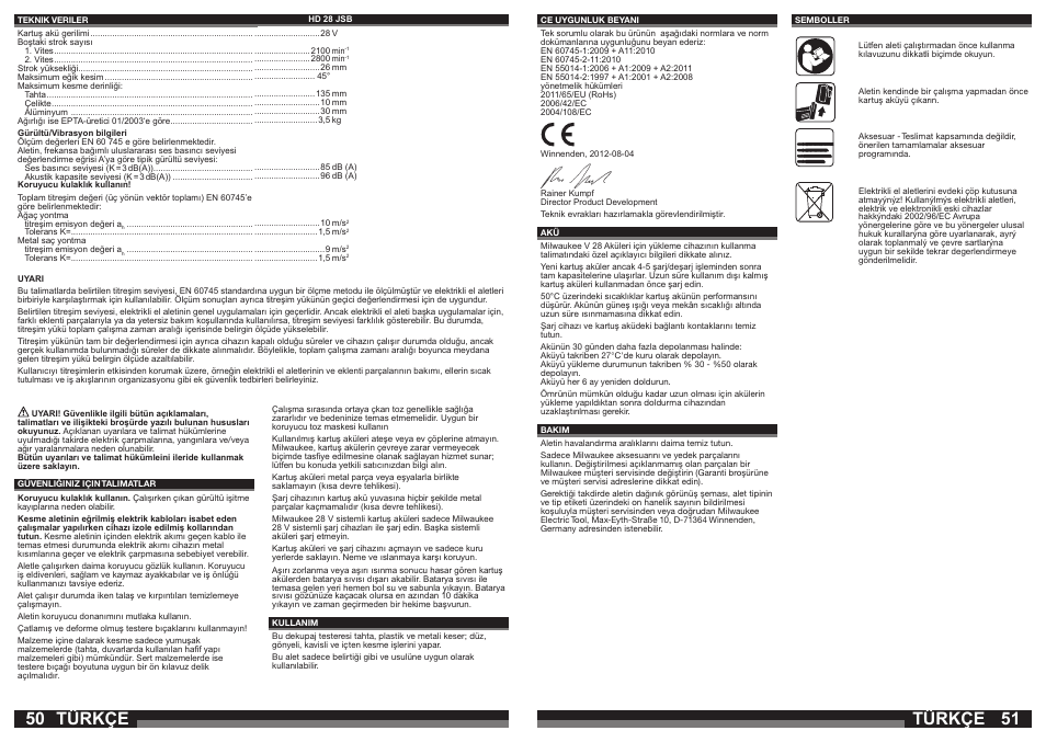 Türkçe | Milwaukee HD28 JSB User Manual | Page 26 / 43