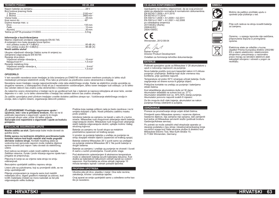 Hrvatski | Milwaukee HD28 JSB User Manual | Page 32 / 43