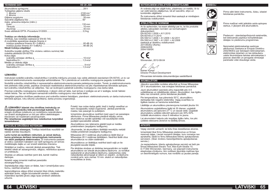 Latviski | Milwaukee HD28 JSB User Manual | Page 33 / 43