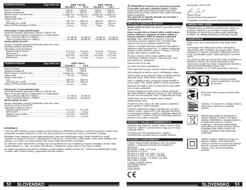 Slovensko | Milwaukee SSPE 1500 X User Manual | Page 27 / 37