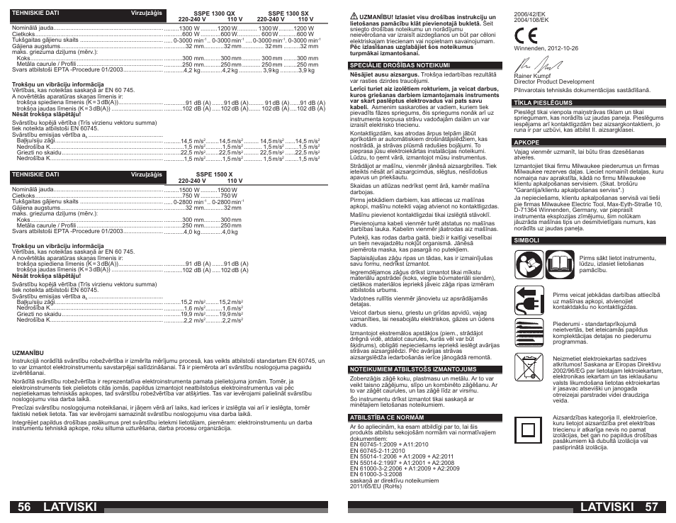 Latviski | Milwaukee SSPE 1500 X User Manual | Page 29 / 37