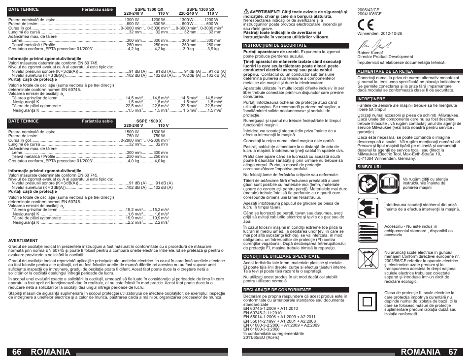 România | Milwaukee SSPE 1500 X User Manual | Page 34 / 37