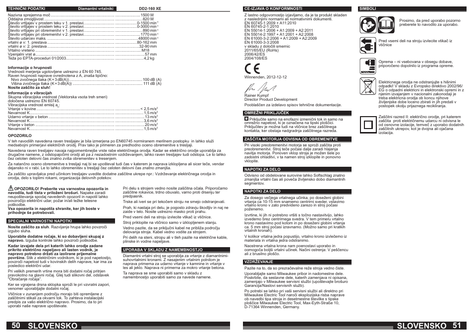 Slovensko | Milwaukee DD2-160 XE User Manual | Page 26 / 37