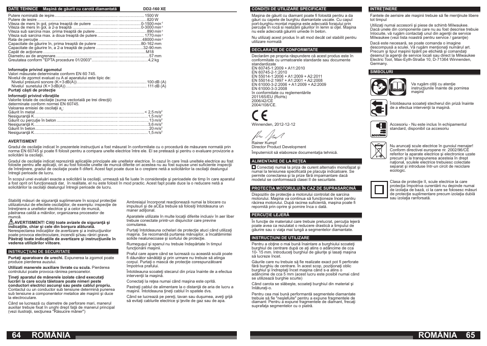 România | Milwaukee DD2-160 XE User Manual | Page 33 / 37