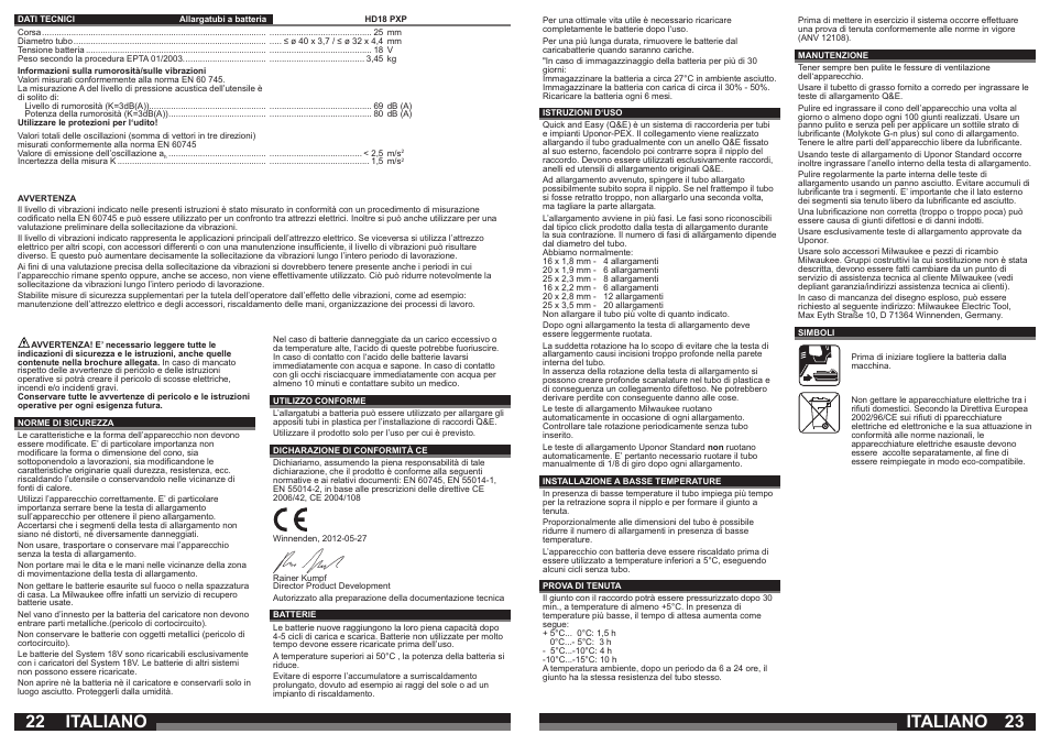 Italiano | Milwaukee HD18 PXP User Manual | Page 12 / 37