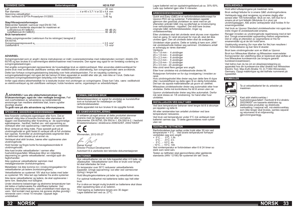 Norsk | Milwaukee HD18 PXP User Manual | Page 17 / 37