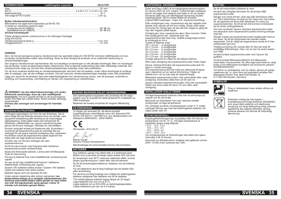 Svenska | Milwaukee HD18 PXP User Manual | Page 18 / 37