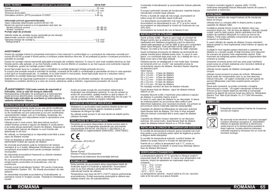 România | Milwaukee HD18 PXP User Manual | Page 33 / 37