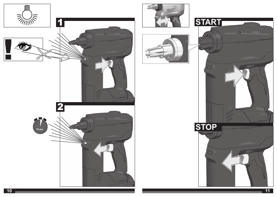 Start stop | Milwaukee HD18 PXP User Manual | Page 6 / 37