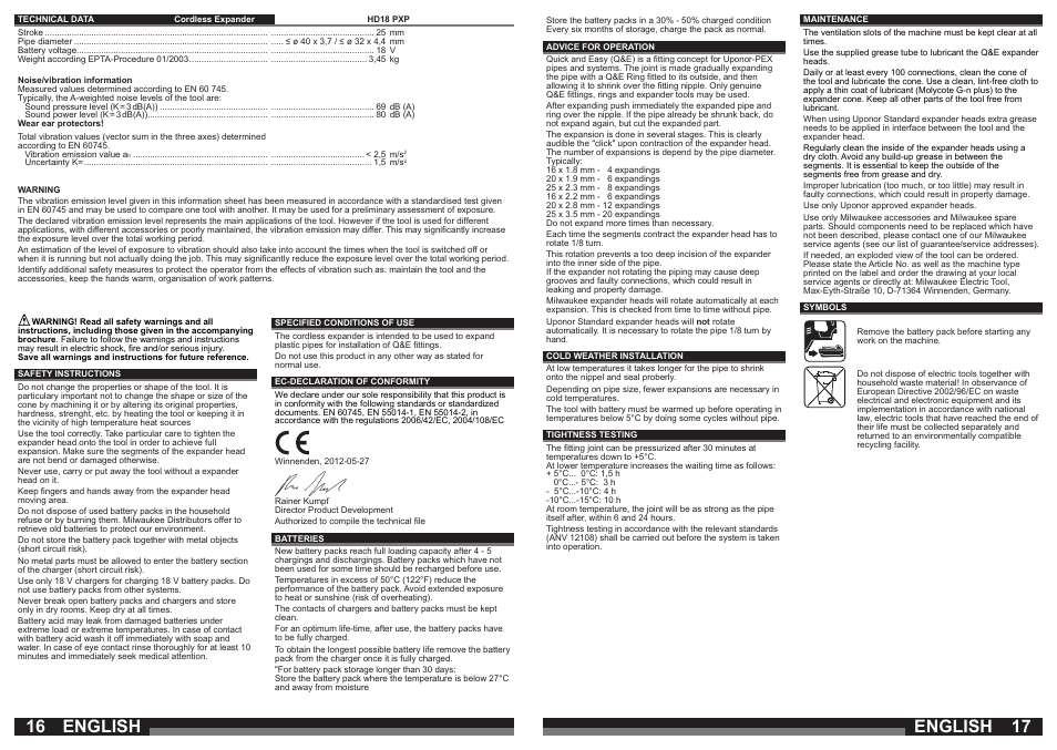 English | Milwaukee HD18 PXP User Manual | Page 9 / 37