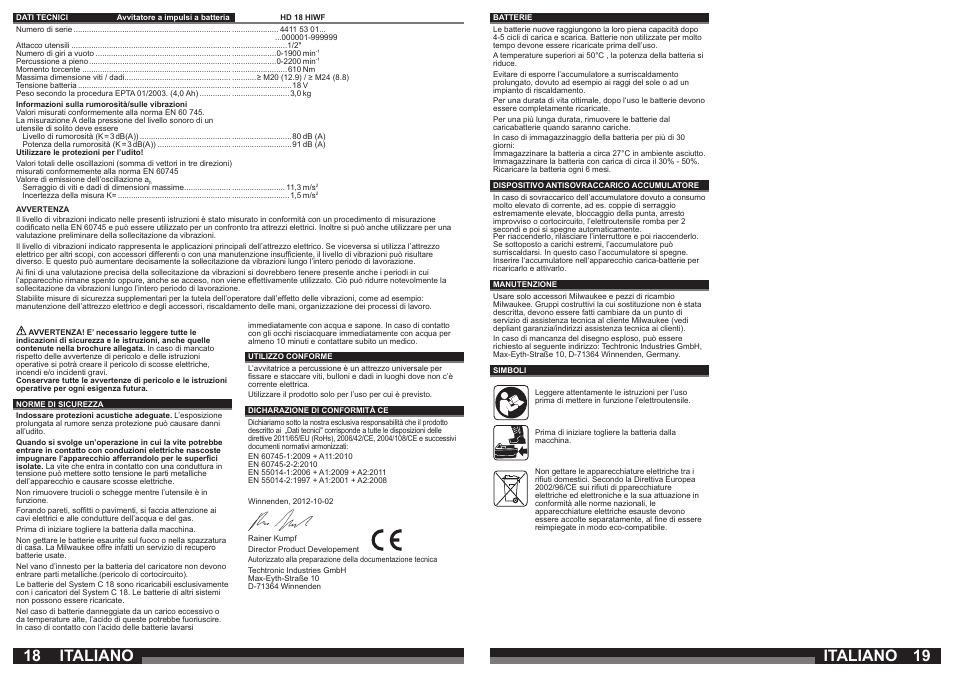 Italiano | Milwaukee HD18 HIWF User Manual | Page 10 / 35