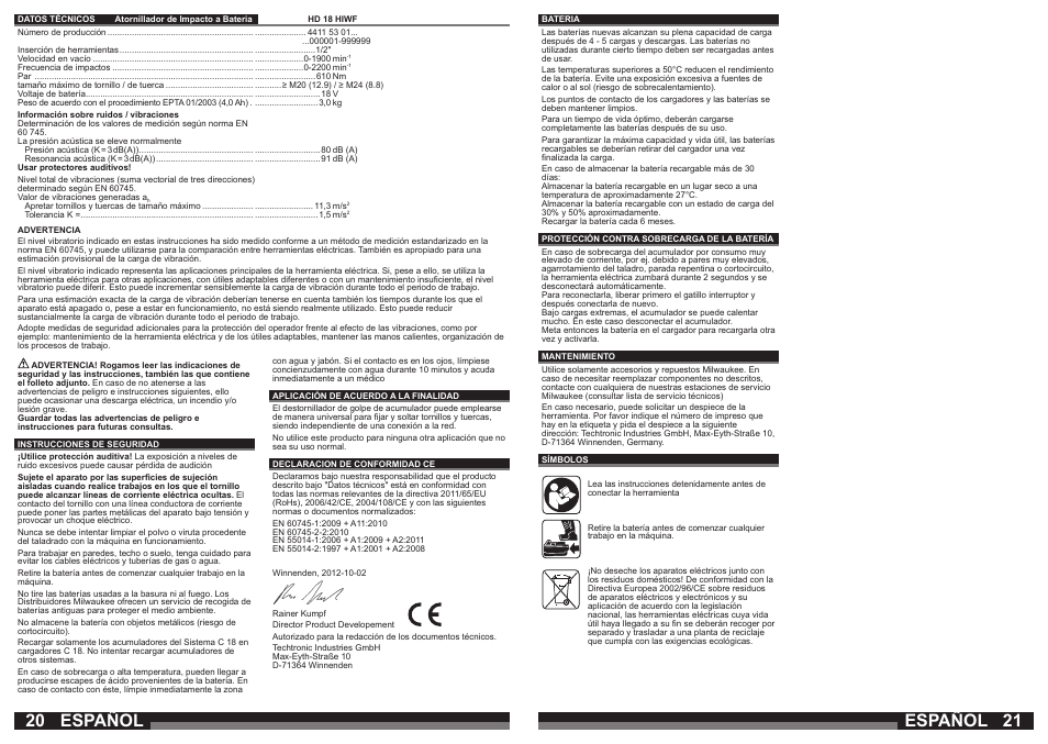 Español | Milwaukee HD18 HIWF User Manual | Page 11 / 35