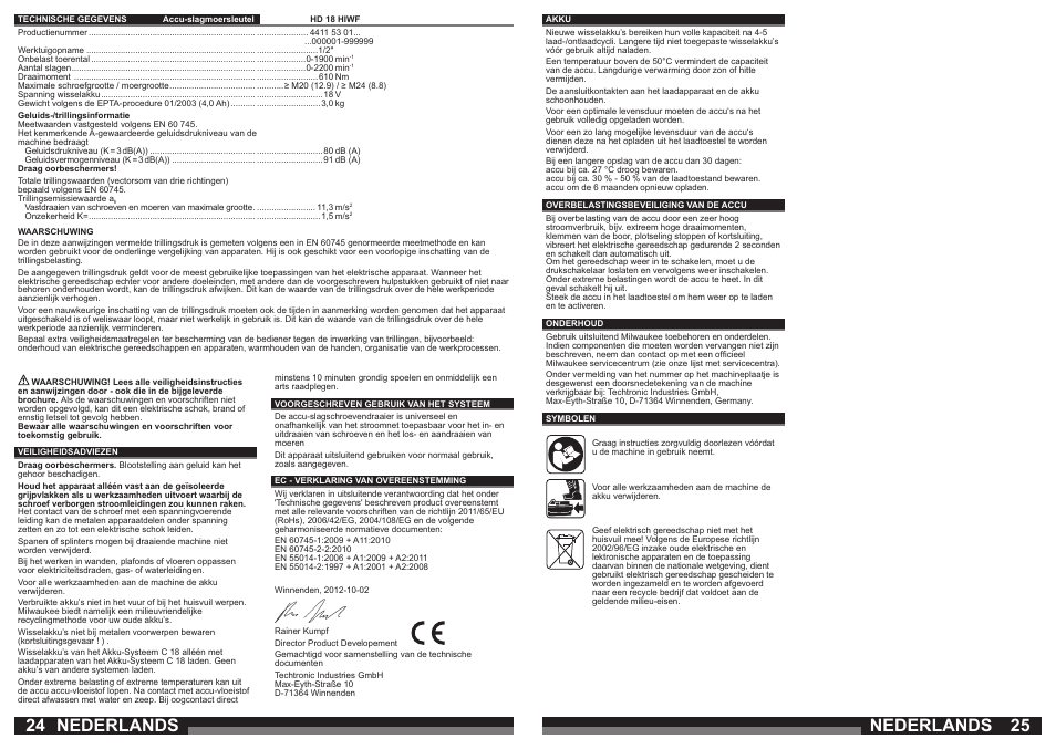 Nederlands | Milwaukee HD18 HIWF User Manual | Page 13 / 35