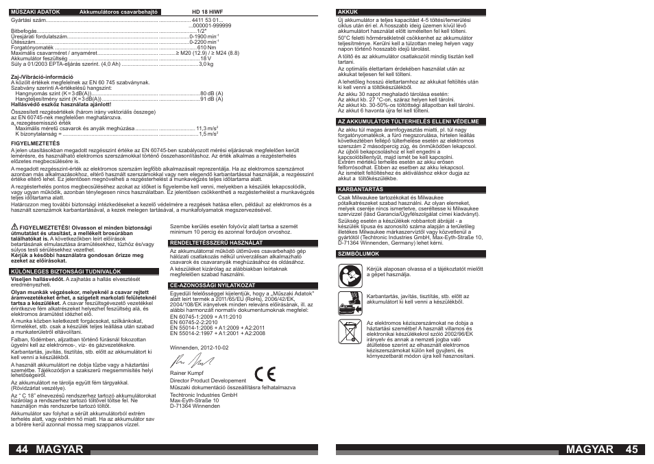 Magyar | Milwaukee HD18 HIWF User Manual | Page 23 / 35