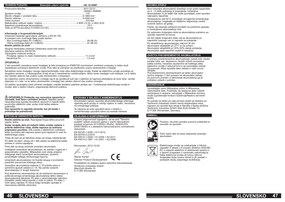 Slovensko | Milwaukee HD18 HIWF User Manual | Page 24 / 35