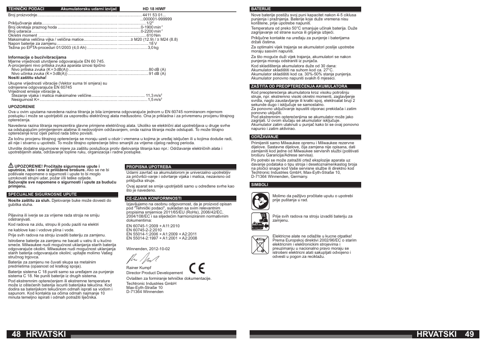 Hrvatski | Milwaukee HD18 HIWF User Manual | Page 25 / 35