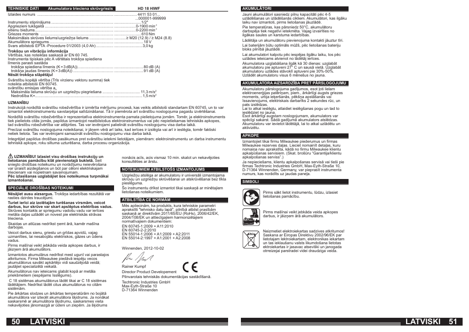 Latviski | Milwaukee HD18 HIWF User Manual | Page 26 / 35