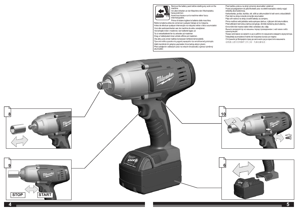 Start stop | Milwaukee HD18 HIWF User Manual | Page 3 / 35