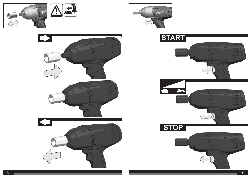 Start stop | Milwaukee HD18 HIWF User Manual | Page 5 / 35