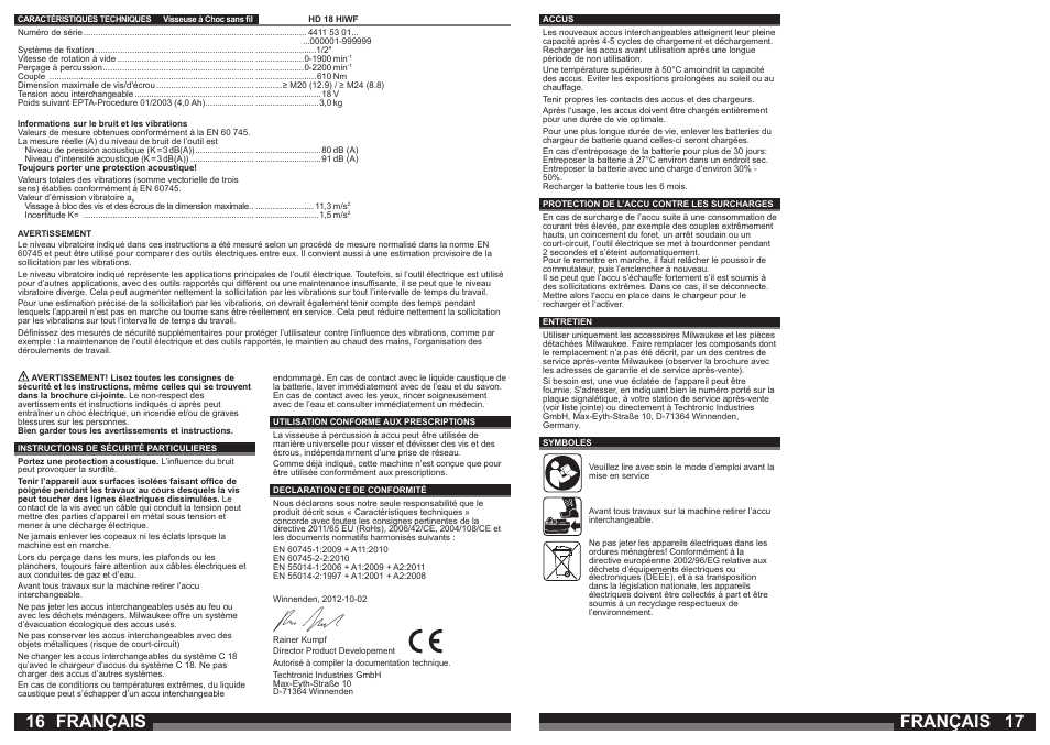 Français | Milwaukee HD18 HIWF User Manual | Page 9 / 35