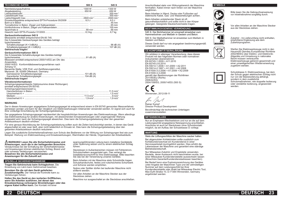 Deutsch | Milwaukee 500 S User Manual | Page 12 / 39