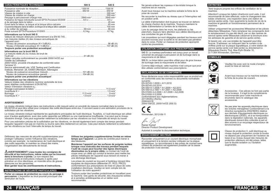 Français | Milwaukee 500 S User Manual | Page 13 / 39