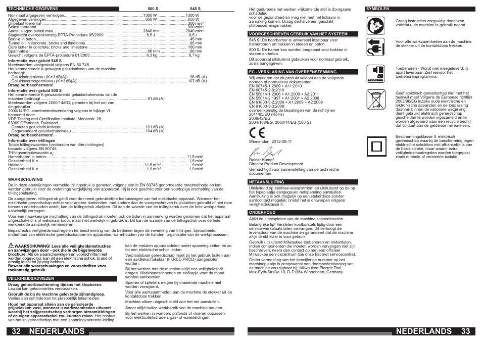 Nederlands | Milwaukee 500 S User Manual | Page 17 / 39