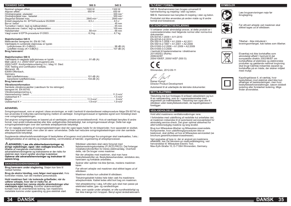 Dansk | Milwaukee 500 S User Manual | Page 18 / 39