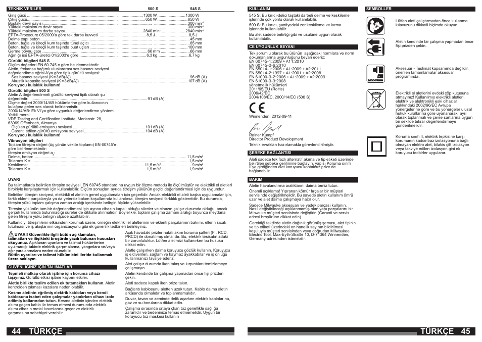 Türkçe | Milwaukee 500 S User Manual | Page 23 / 39