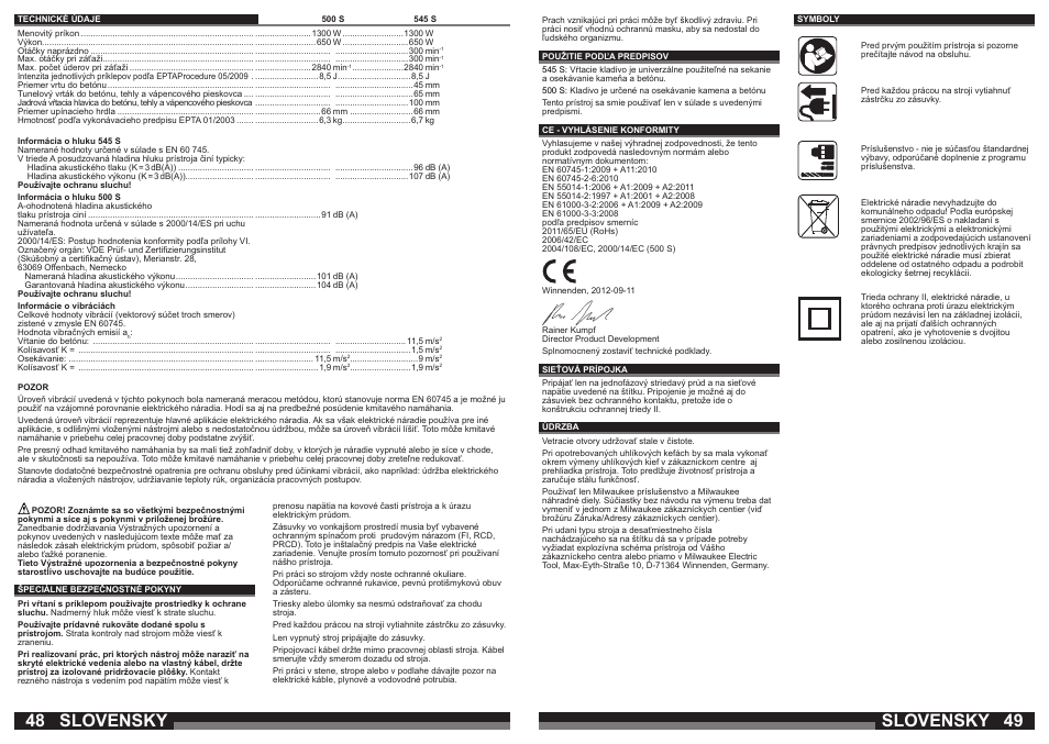 Slovensky | Milwaukee 500 S User Manual | Page 25 / 39