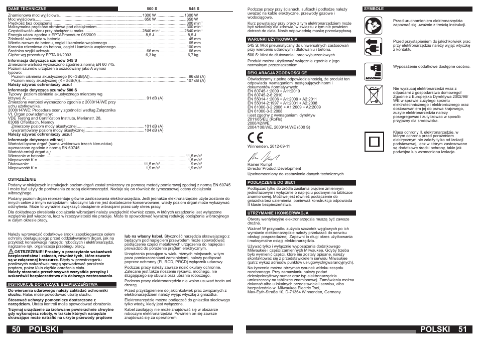 Polski | Milwaukee 500 S User Manual | Page 26 / 39