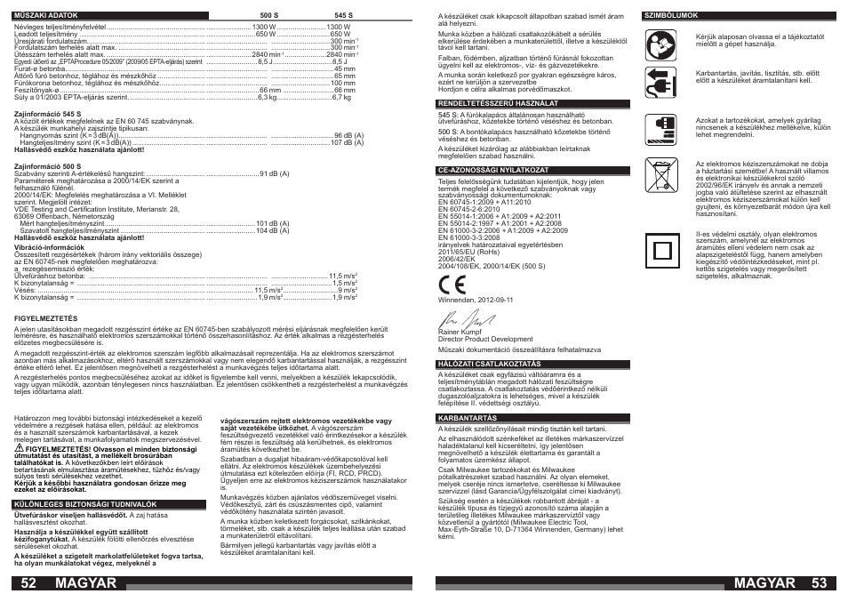 Magyar | Milwaukee 500 S User Manual | Page 27 / 39