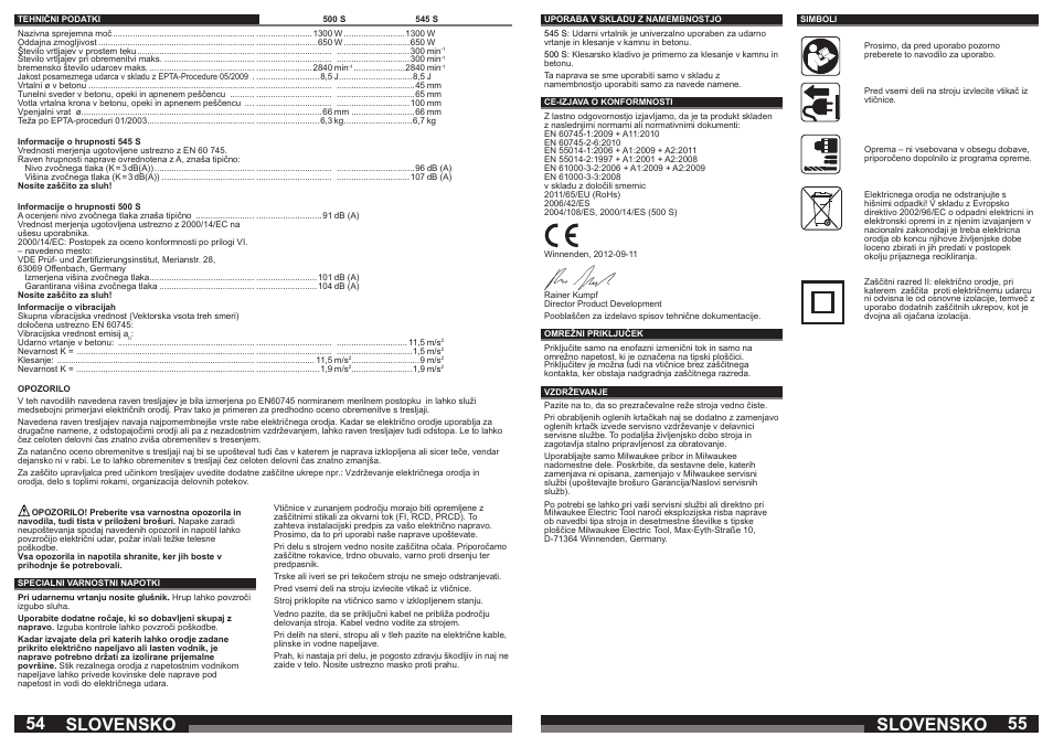 Slovensko | Milwaukee 500 S User Manual | Page 28 / 39