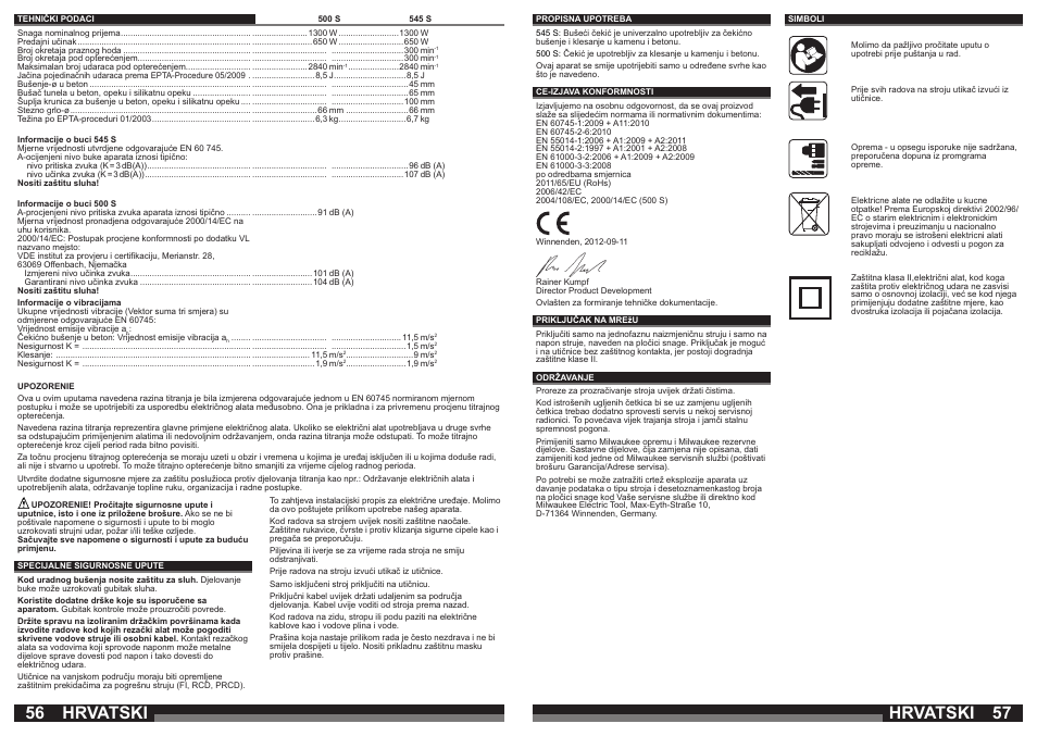 Hrvatski | Milwaukee 500 S User Manual | Page 29 / 39