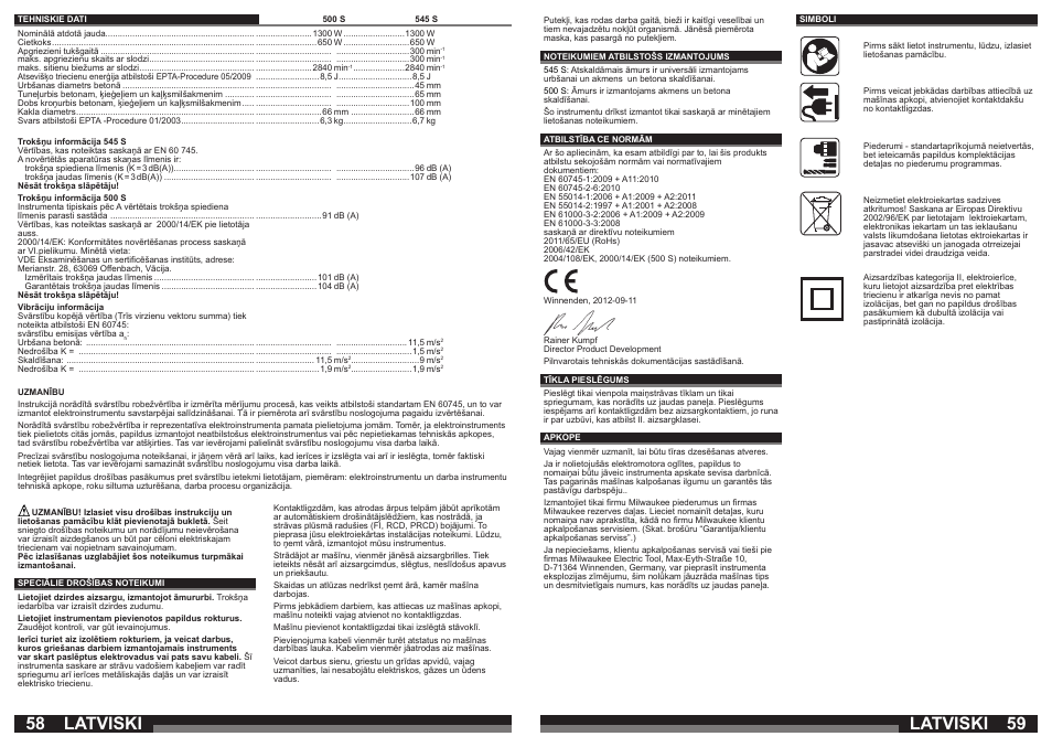 Latviski | Milwaukee 500 S User Manual | Page 30 / 39