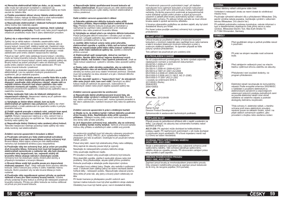 58 59 česky, Česky | Milwaukee AG 21-230 E User Manual | Page 30 / 51