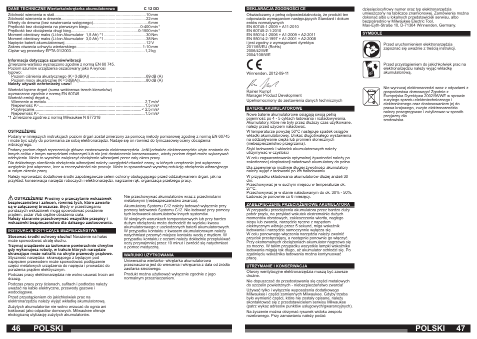 Polski | Milwaukee C12 DD User Manual | Page 24 / 36