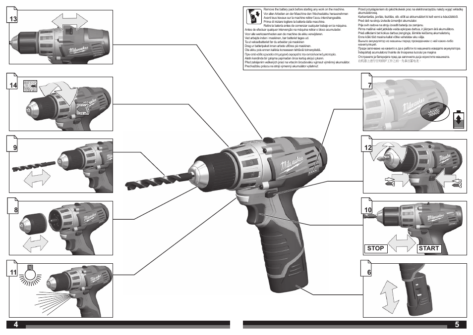 Start stop | Milwaukee C12 DD User Manual | Page 3 / 36