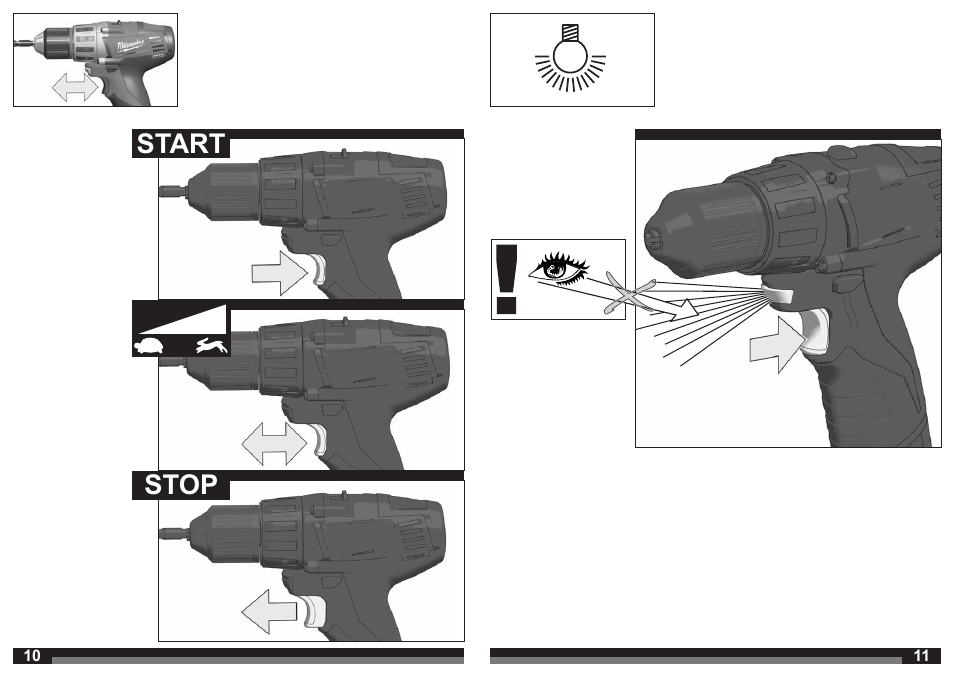 Start stop | Milwaukee C12 DD User Manual | Page 6 / 36