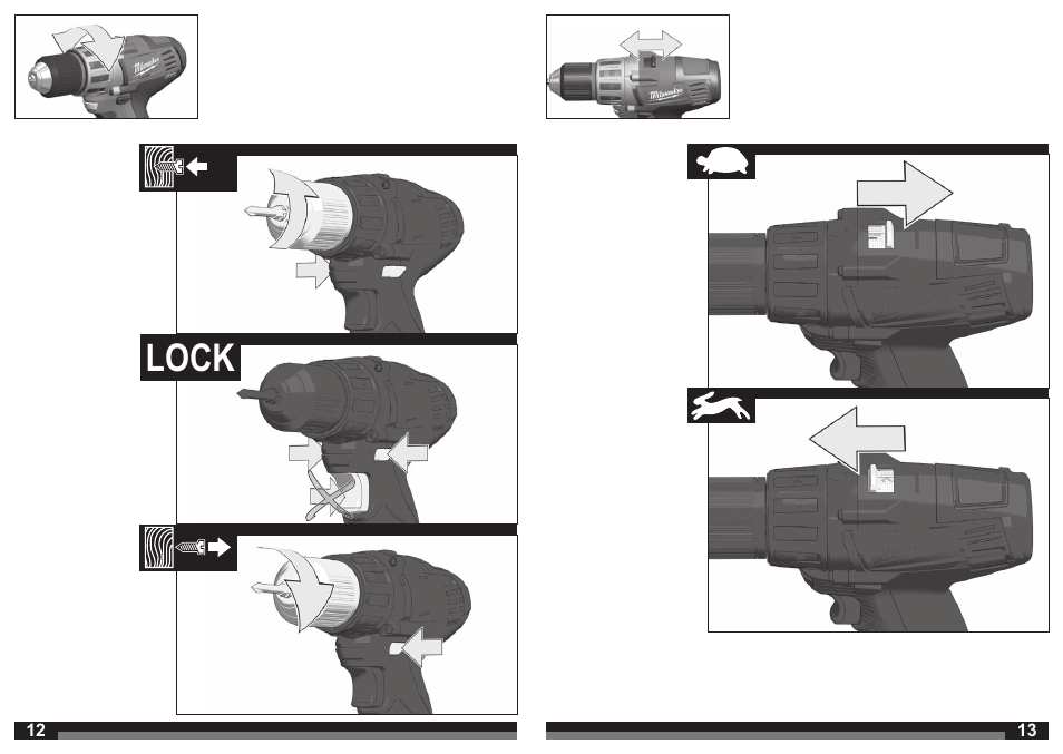 Lock | Milwaukee C12 DD User Manual | Page 7 / 36