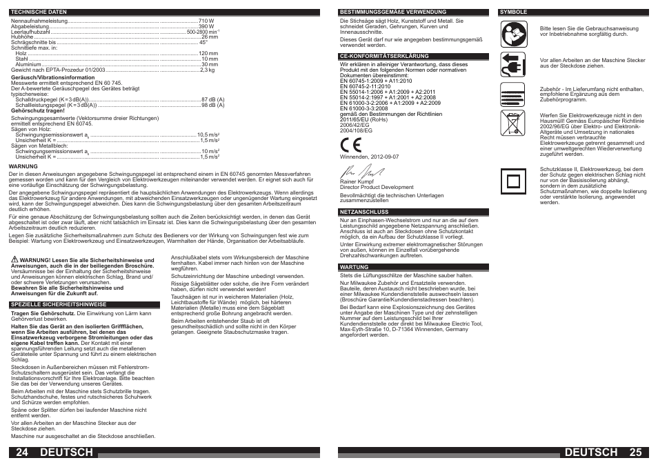 Deutsch | Milwaukee JS 120 X User Manual | Page 13 / 41