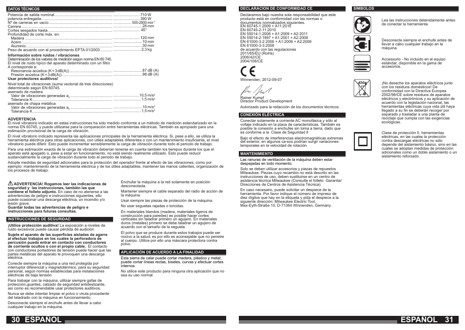 Español | Milwaukee JS 120 X User Manual | Page 16 / 41