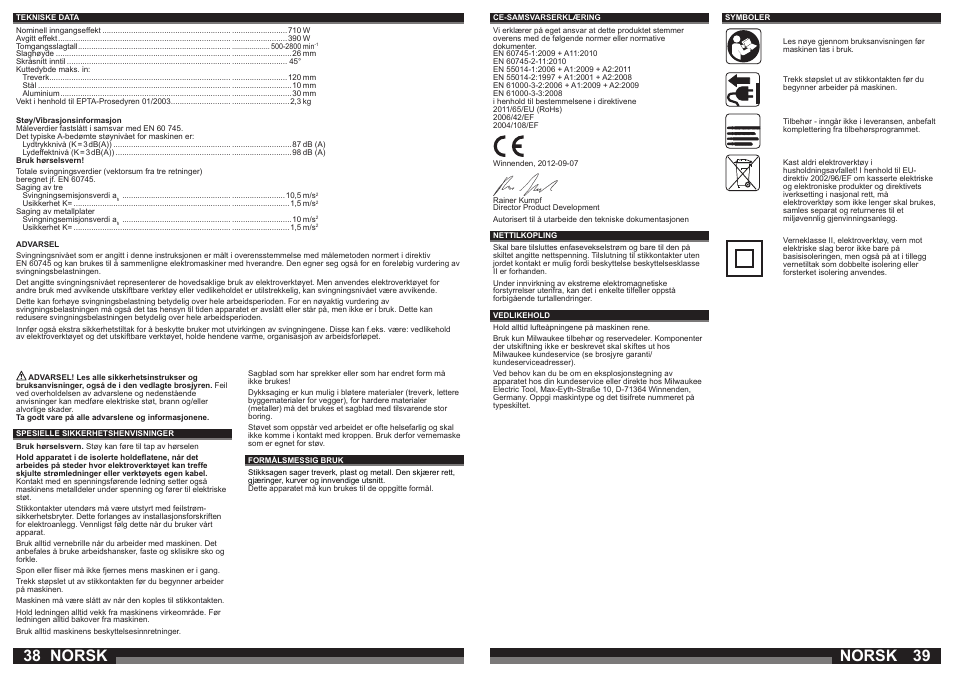 Norsk | Milwaukee JS 120 X User Manual | Page 20 / 41