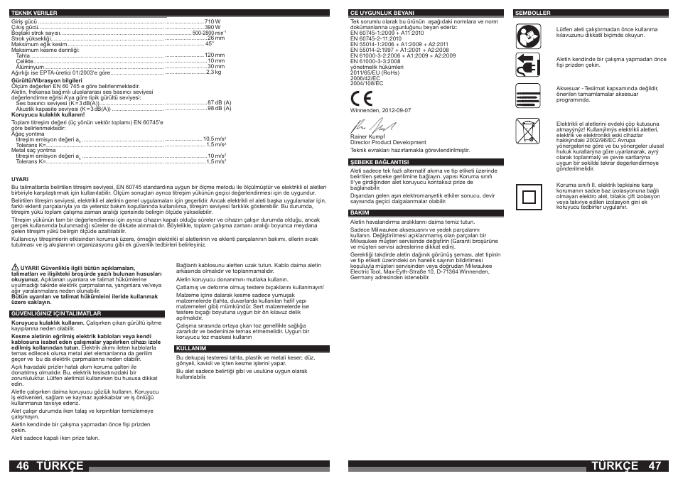 Türkçe | Milwaukee JS 120 X User Manual | Page 24 / 41