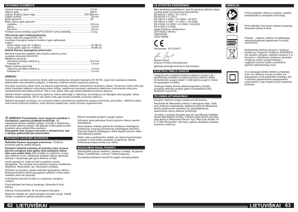 Lietuviškai | Milwaukee JS 120 X User Manual | Page 32 / 41