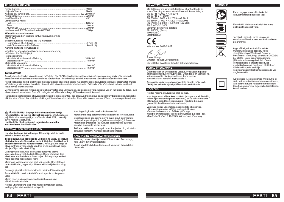 Eesti | Milwaukee JS 120 X User Manual | Page 33 / 41