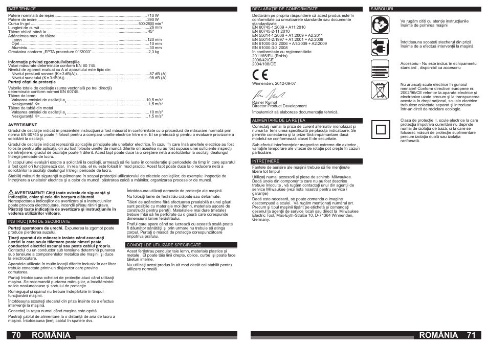 România | Milwaukee JS 120 X User Manual | Page 36 / 41