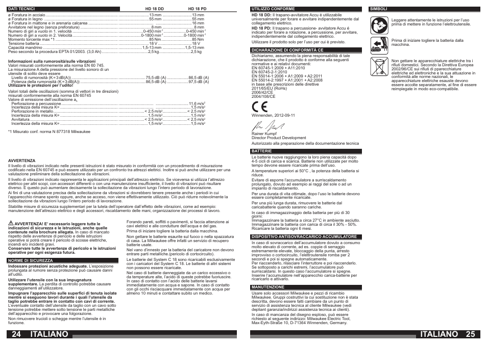 Italiano | Milwaukee HD18 РD User Manual | Page 13 / 37