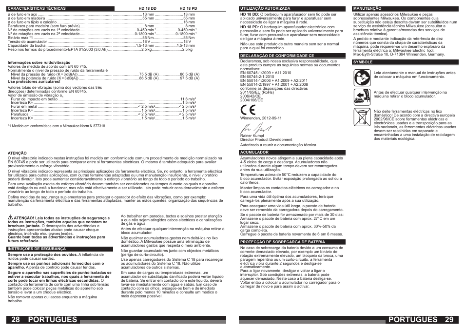 Portugues | Milwaukee HD18 РD User Manual | Page 15 / 37